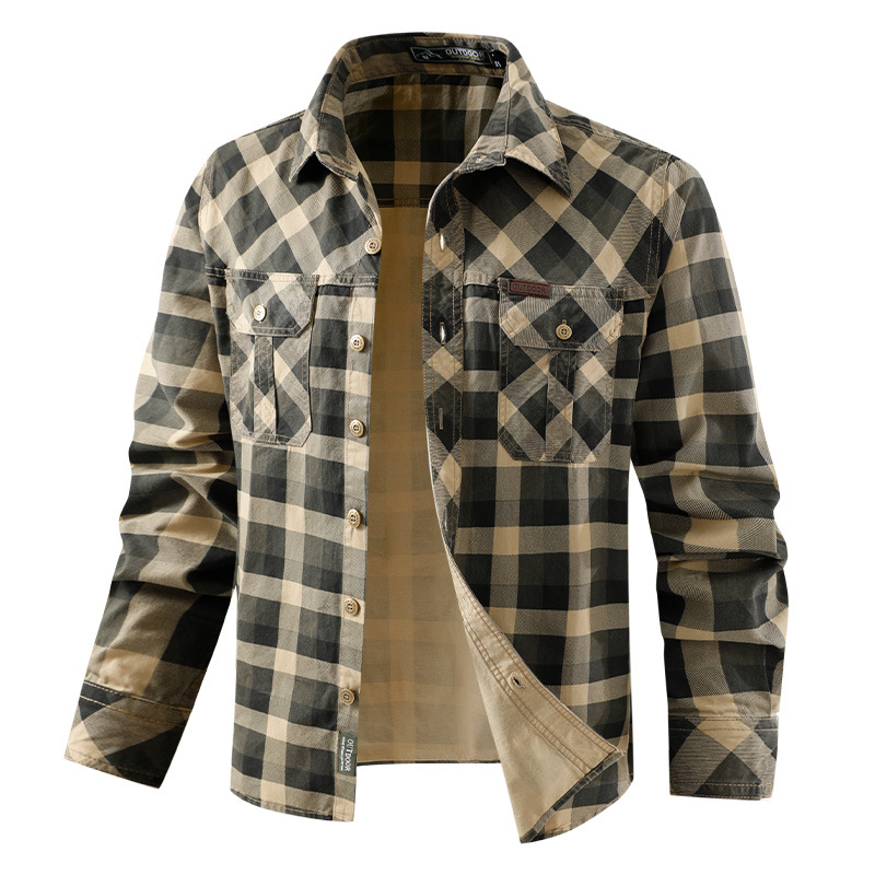 Men Plaid Casual Shirts Male M - đánh giá và giá Flannel Shirt Lined